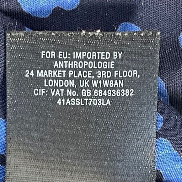 Anthropologie HD In Paris Jessica Blue/Black Print Asymmetrical Tunic Sz XS - Picture 7 of 10